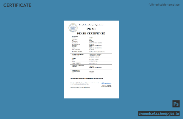 Palau-Sterbeurkunde (Word- und PDF-Beispiel)
